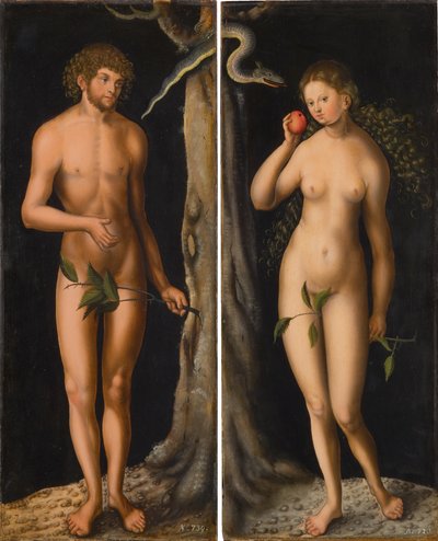 De zondeval door workshop of Lucas Cranach the Elder